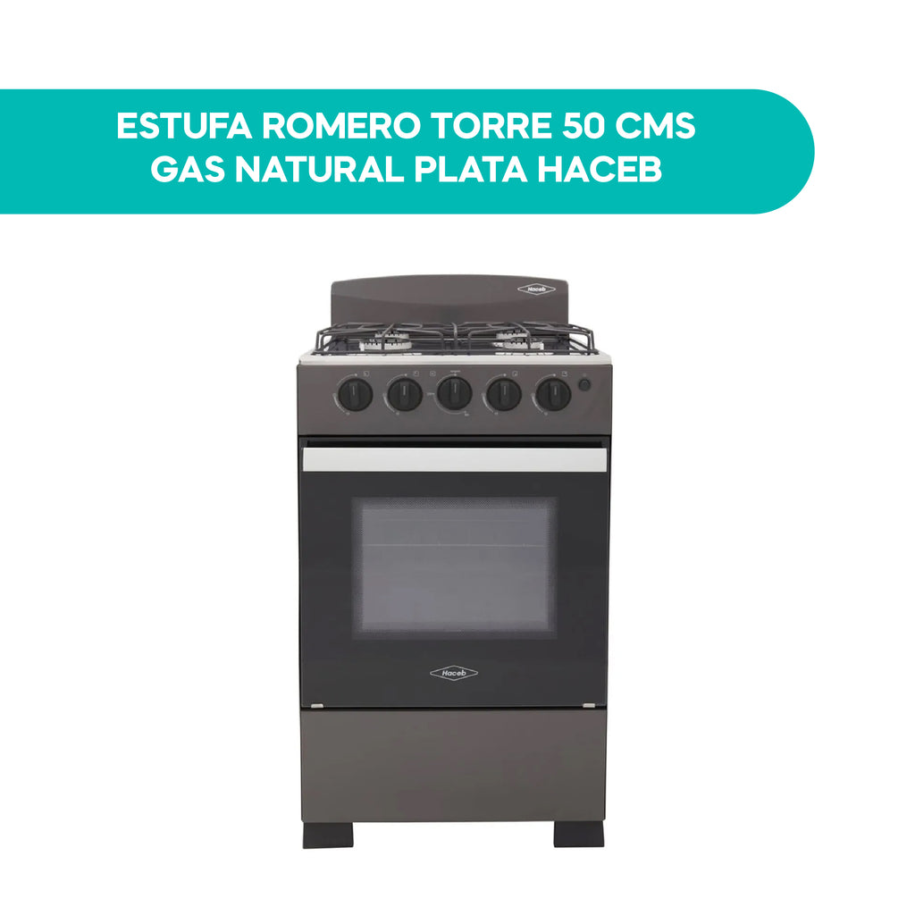 Estufa Romero Torre 50CMS Gas Natural Plata Haceb
