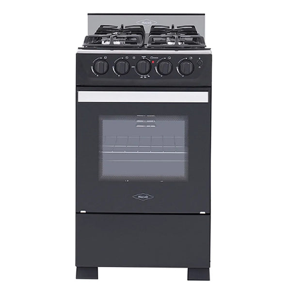 Estufa Romero Cristal 50CM Gas Natural Negra Frente Haceb