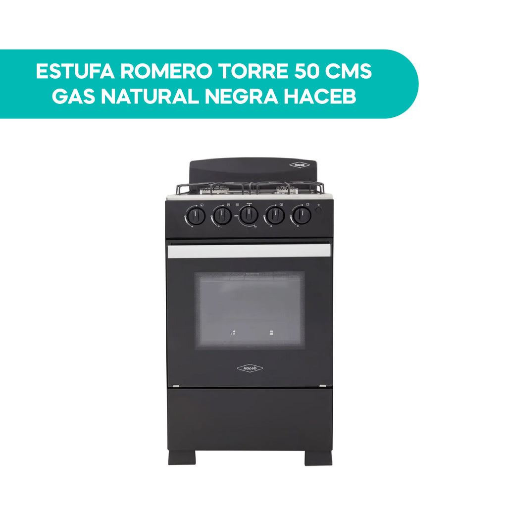 Estufa Romero Torre 52CMS Gas Natural Negra Haceb