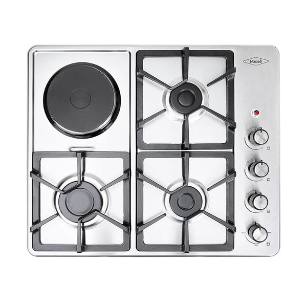 Estufa de Empotrar Inox Mixta 120V A Gas Natural Frente Haceb