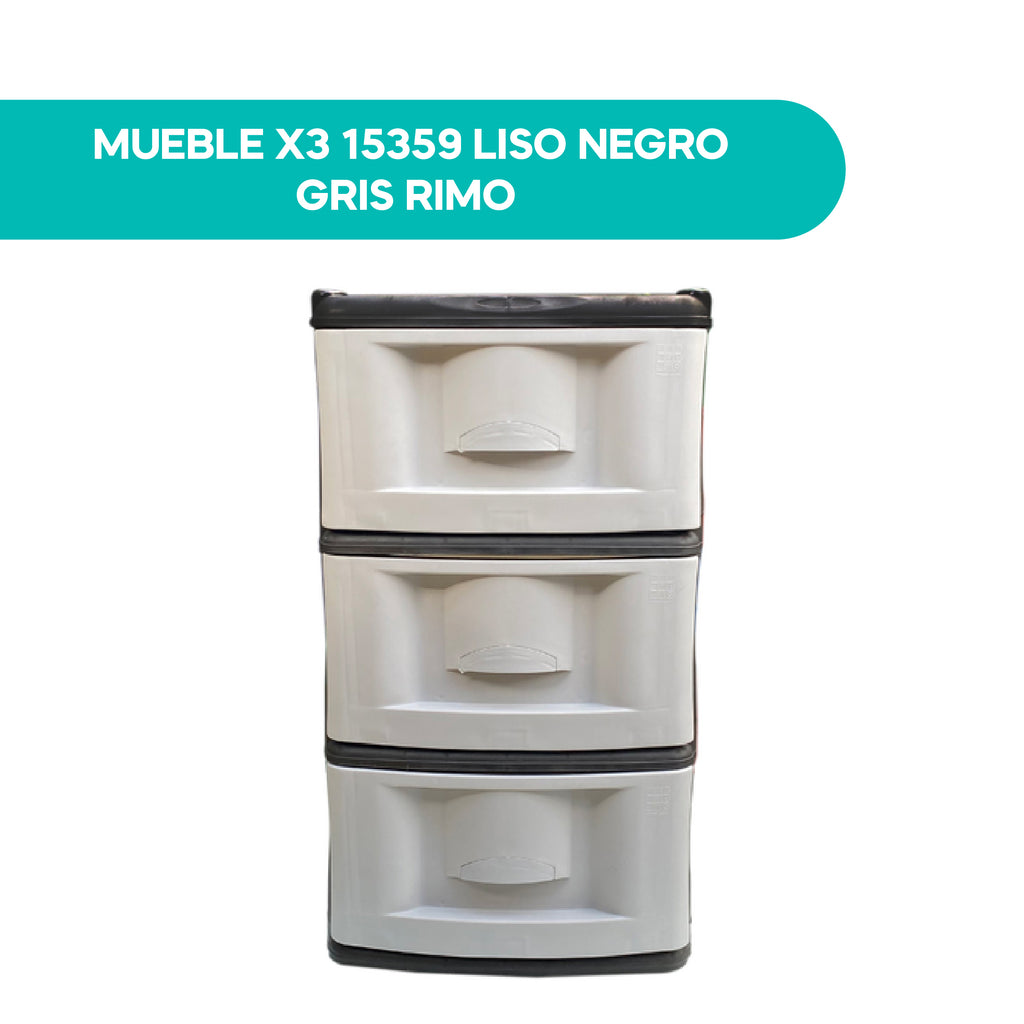 Mueble X3 15359 Liso Negro Gris Rimo