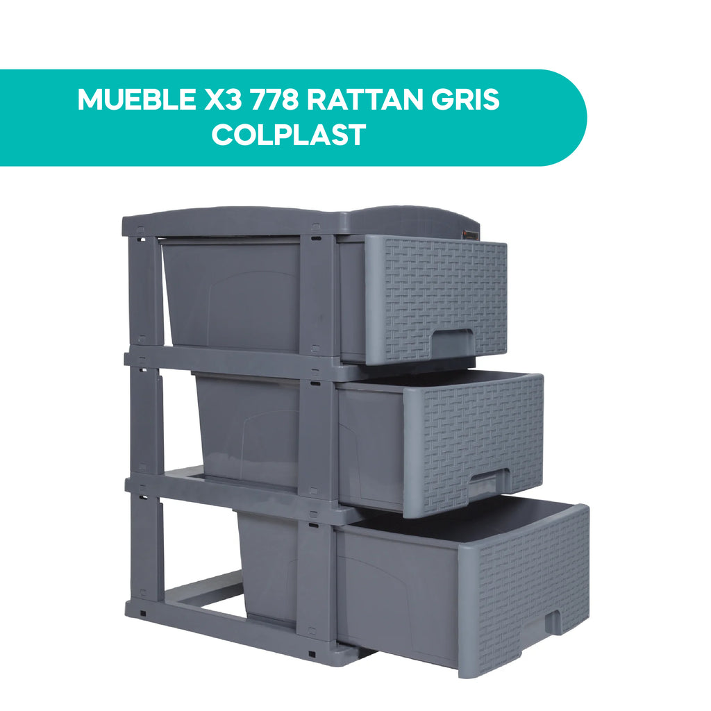 Mueble X3 778 Ratan Gris Colplast