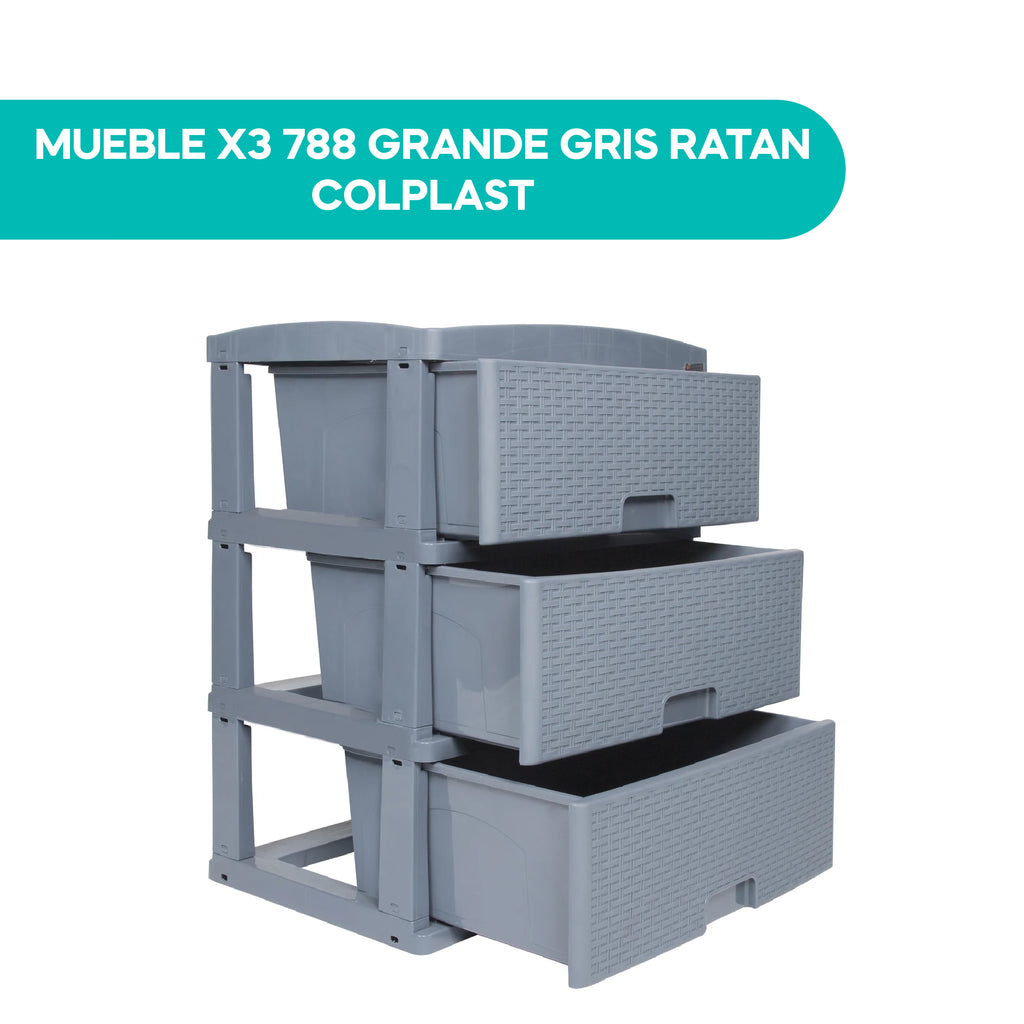 Mueble X3 788 Grande Gris Ratan Colplast