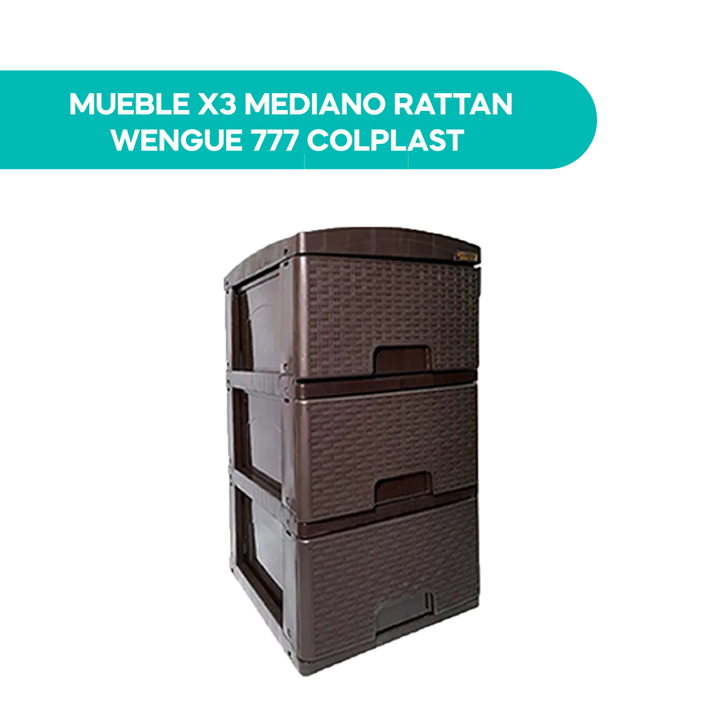 Mueble X3 Mediano Rattan Wengue 777 Colplast