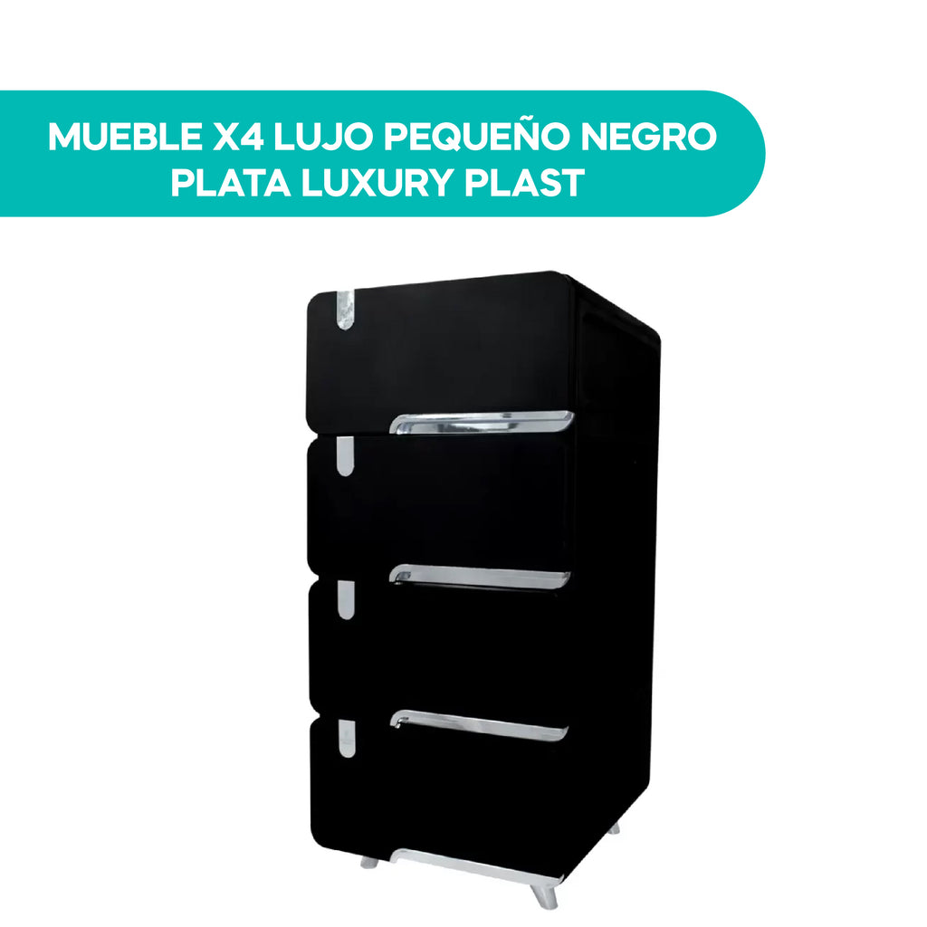 Mueble X4 Lujo Pequeño Negro Plata Luxury Plast
