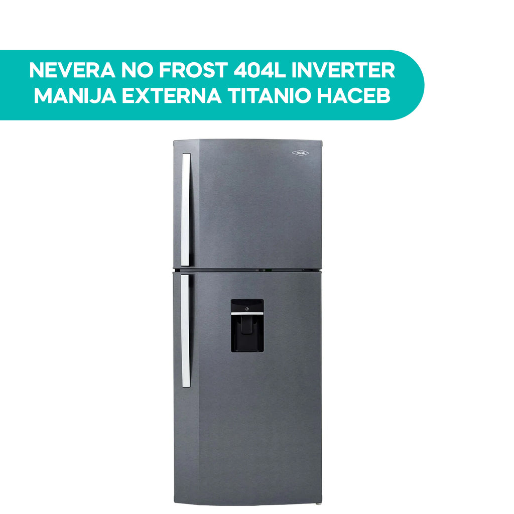 Nevera No Frost 404L Inverter Manija Externa Titanio Haceb