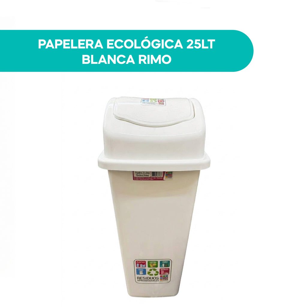 Papelera Ecológica 25LT Blanca Rimo