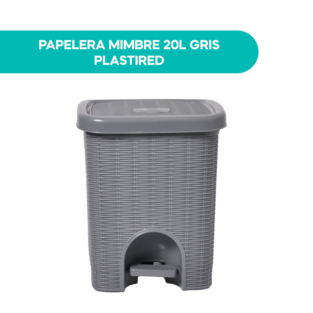 Papelera Mimbre 20L Gris Plastired