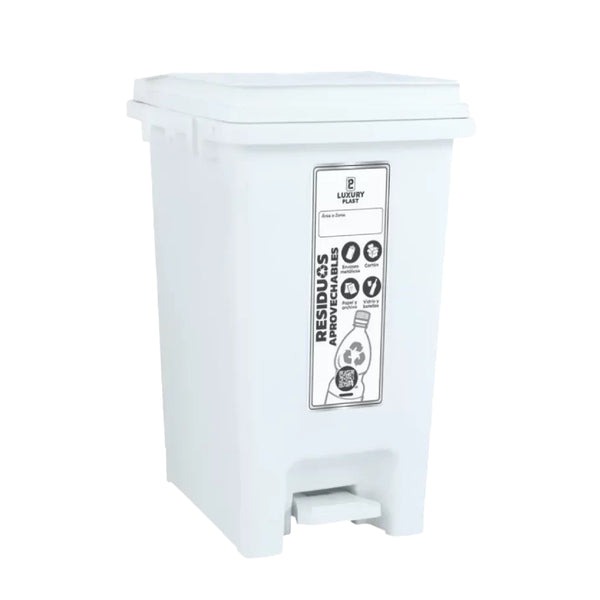 Papelera Pedal 20L Blanca Luxury Plast