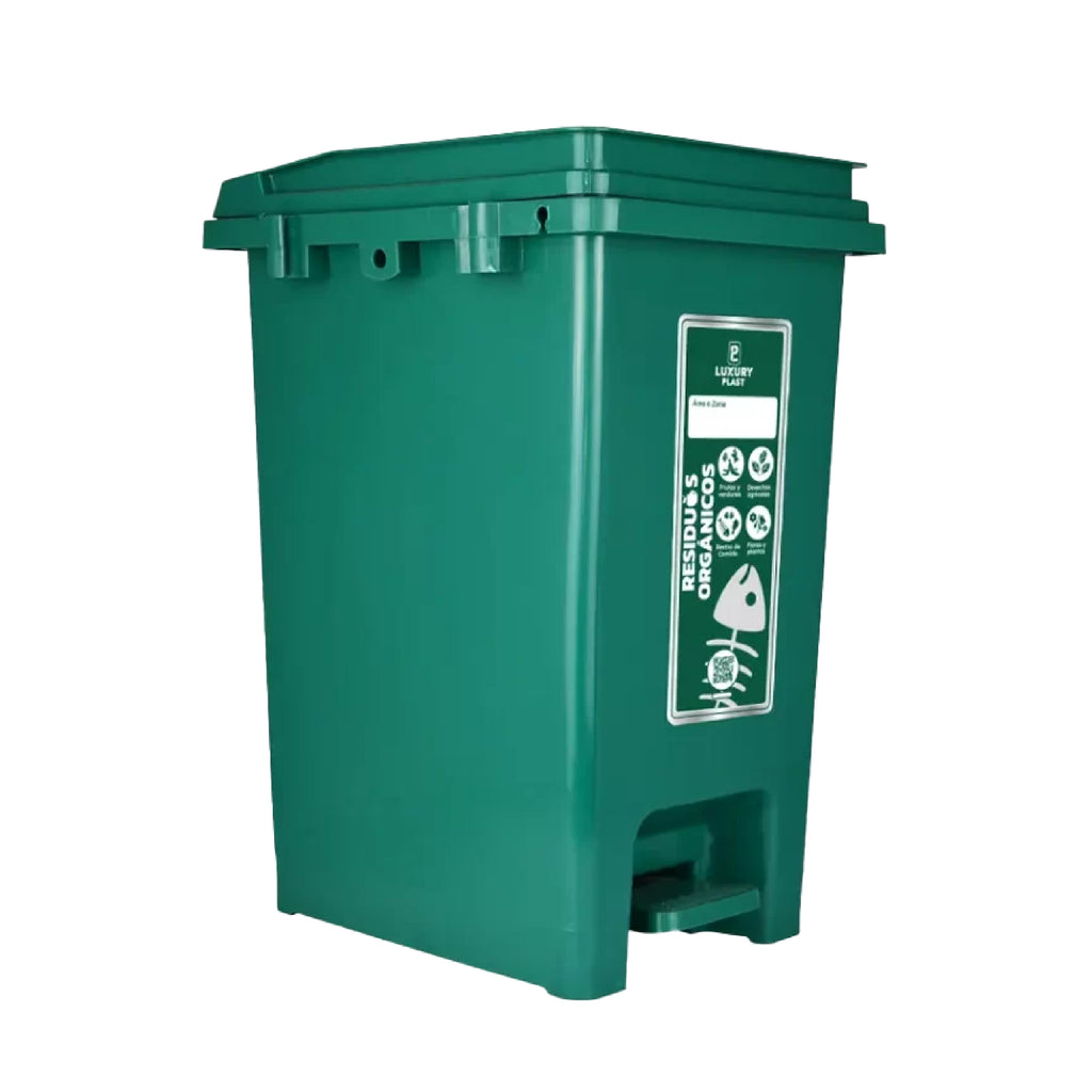 Papelera Pedal 20L Verde Luxury Plast