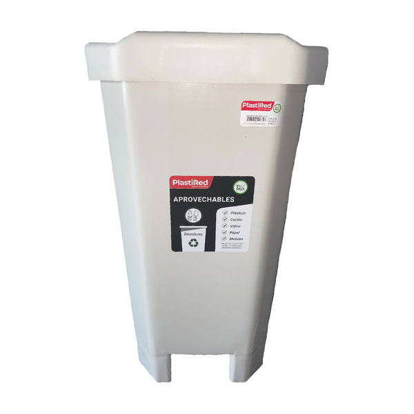 Papelera Pedal Recta 55L Blanca Plastired