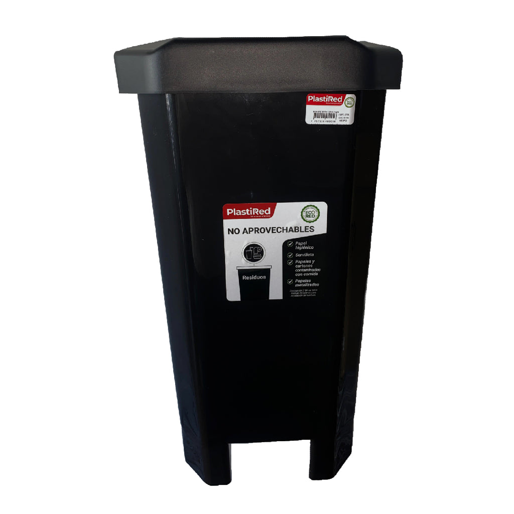 Papelera Pedal Recta 55L Negra Plastired