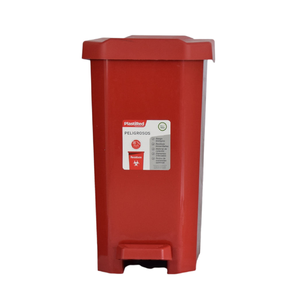 Papelera Pedal 55L Roja Plastired