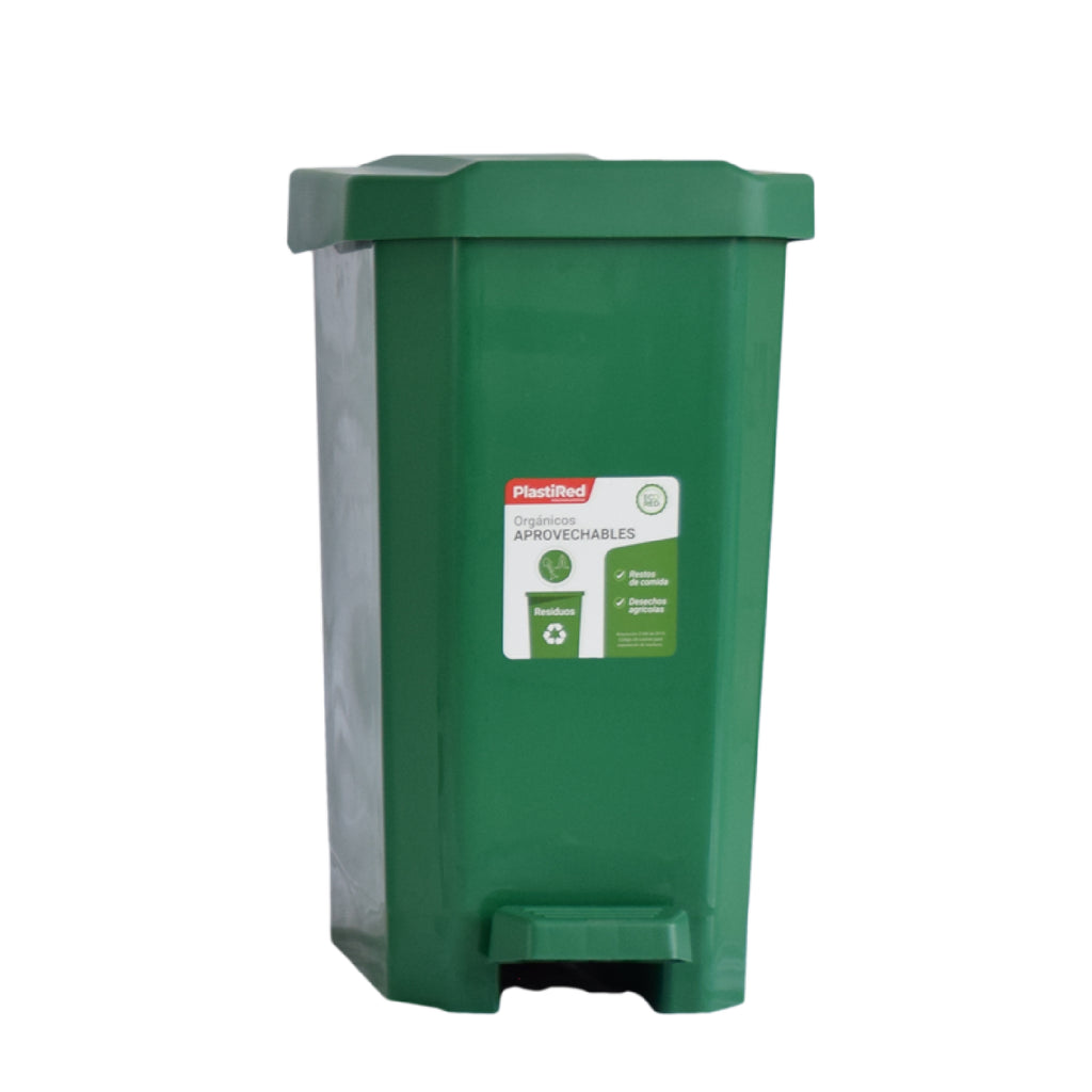 Papelera Pedal 55L Verde Plastired