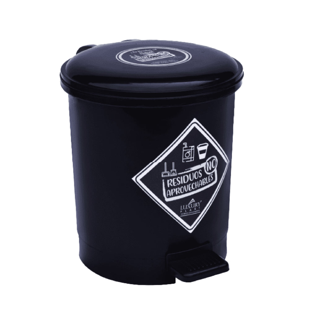 Papelera Pedal 7L Negra Luxury Plast