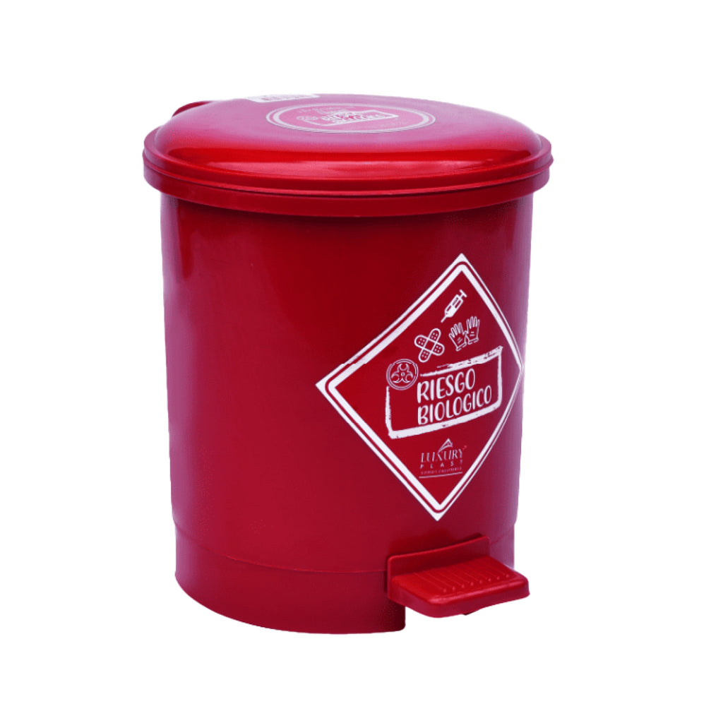 Papelera Pedal 7L Roja Luxury Plast