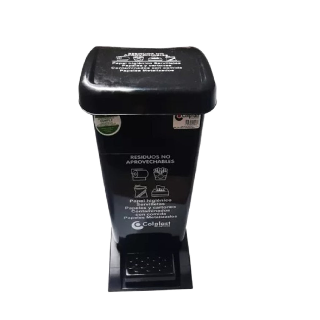 Papelera Pedal Recta 30L Negra Colplast