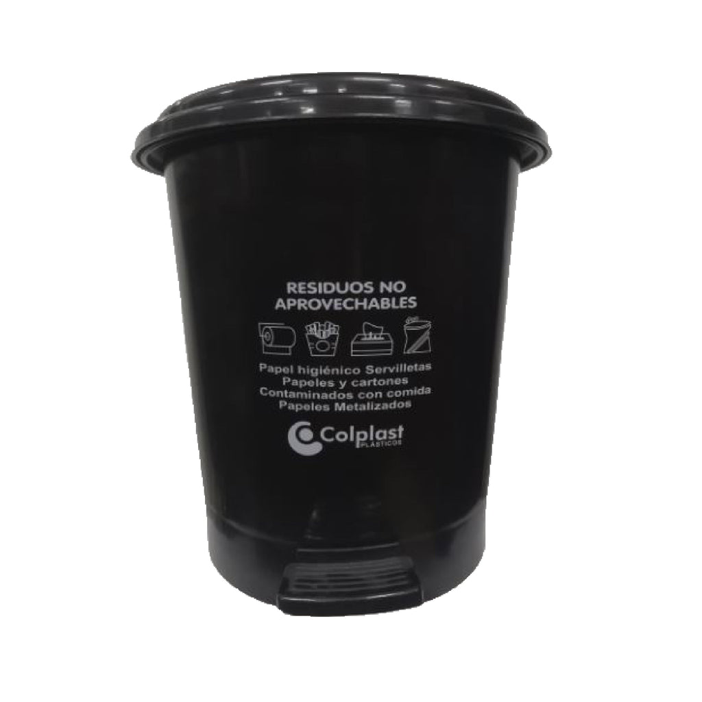 Papelera Pedal Redonda 12L Negra Colplast