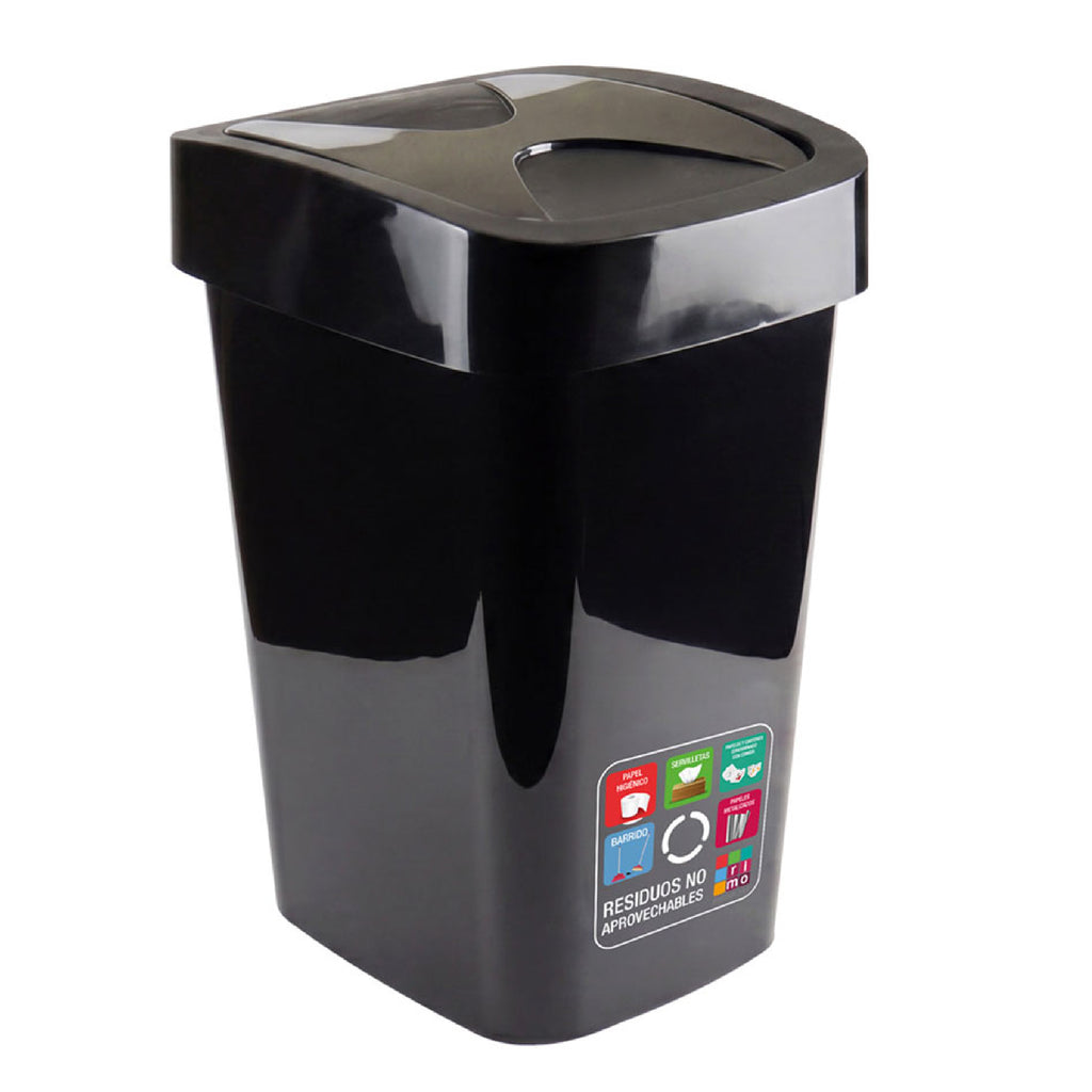 Papelera Vaivén Swing Negra 16L Rimo