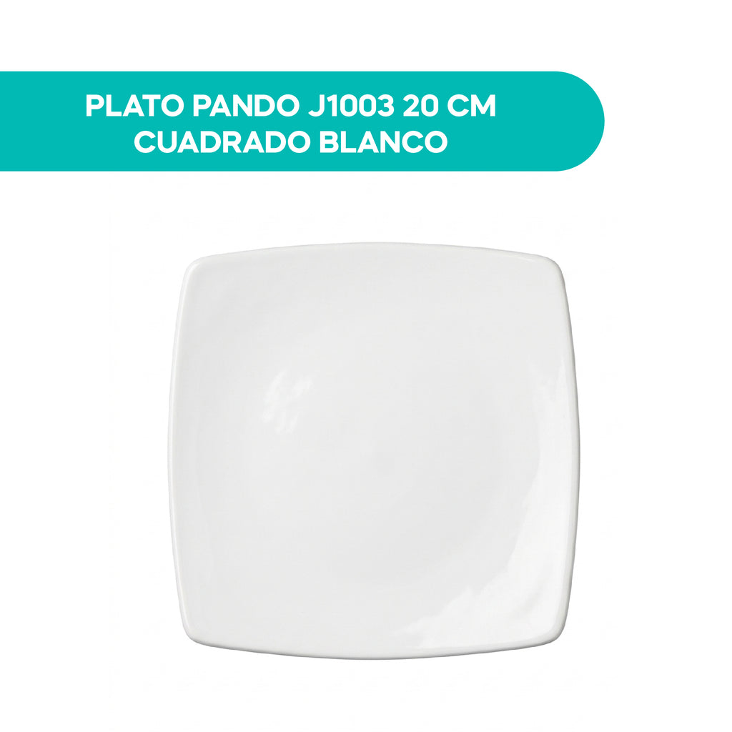Plato Pando J1003 20CM Cuadrado Blanco
