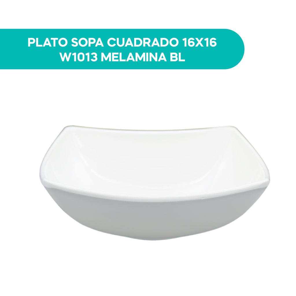 Plato Sopa Cuadrado 16X16 W1013 Melamina BL