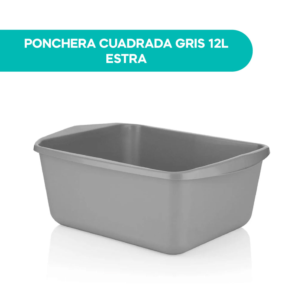 Ponchera Cuadrada Gris 12L Estra
