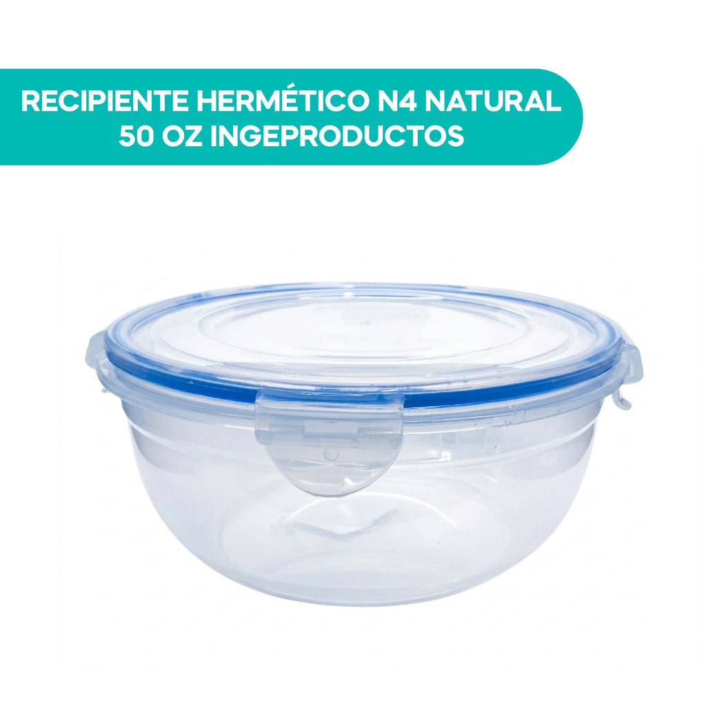 Recipiente Hermético N4 Natural 50 OZ Ingeproductos
