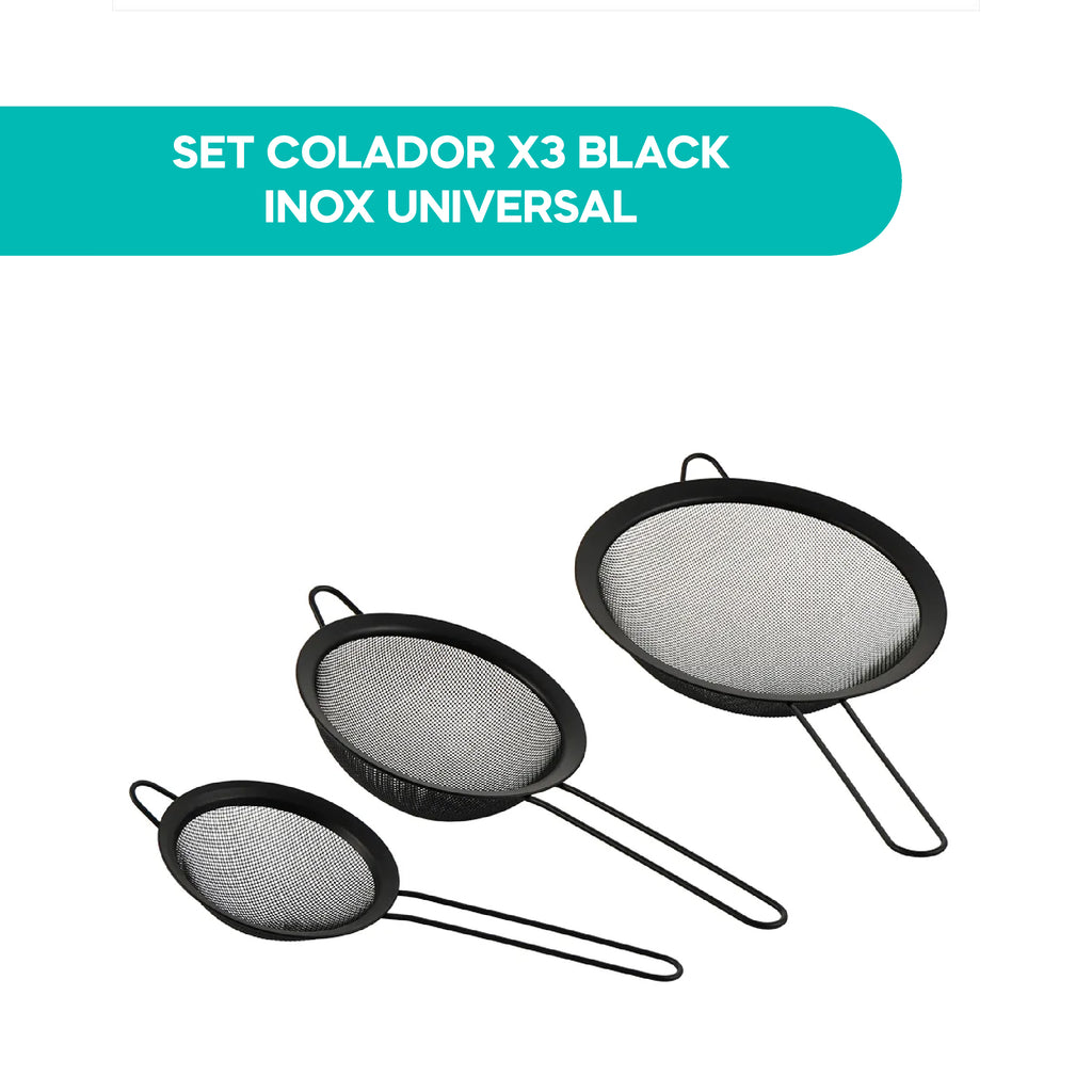 Set Colador X3 Black Inox Universal