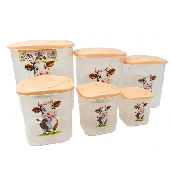 Tarro Cuadrado X6 Vaca Mandarina Ingeproductos