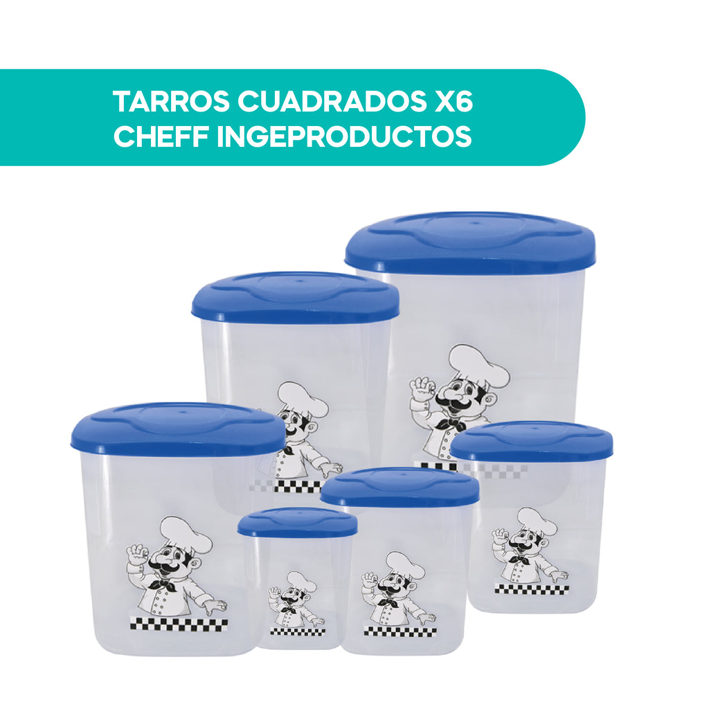 Tarros Cuadrados X6 Cheff Ingeproductos